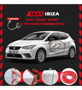 Seat Ibıza Oto Araç Kapı Koruma Fitili 5metre Parlak Kırmızı Renk