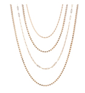 Chavin 2 Katmanlı Taşlı Gold  Alloy Bayan Zincir Kolye en24