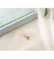 Saklı Takı 925 Ayar Gümüş Ağustos Ayı Doğum Taşı ( Peridot ) Damla Kolye