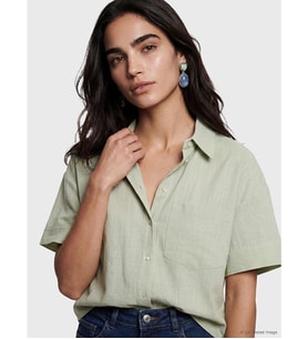 LCW Vision Yeşil Oversize Poplin Kadın Gömlek