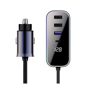 Cosmostech Araba Çakmak Şarj Cihazı 105W 4 Portlu Süper Hızlı Fast Car Charger, Type-C - 3 USB