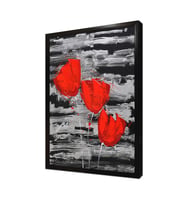 Kırmızı Çiçek Çerçeveli Mdf Tablo