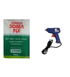 1 Kg Somafix Şeffaf İnce Mum Silikon 20 W Mum Silikon Tabancası Küçük Seti