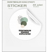 Öğretmenler Günü Süs Etiketi 3*3 Cm 48 Adet Yuvarlak