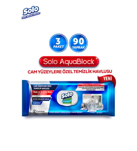 Solo Aquablock Cam Yüzeylere Özel Temizlik Havlusu 3'lü 90 Yaprak
