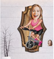 Kişiye Özel Sporcu Karikatür Vintage Ahşap Tablo 30*50 (Çok Renkli)