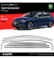 S-Dizayn Fiat Egea HB Krom Cam Çerçevesi 8 Prç. 2015 Üzeri (Mat Krom) A+ Kalite