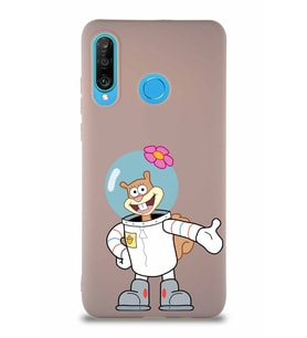 Huawei P30 Lite Soft Premier Kapak Sandy Tasarımlı Silikon Kılıf - Pudra (Şeffaf)