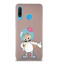 Huawei P30 Lite Soft Premier Kapak Sandy Tasarımlı Silikon Kılıf - Pudra (Şeffaf)