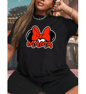 Anneler Günü Hediye Anne Temalı Baskılı Oversize Bisiklet Yaka T-shirt - Siyah