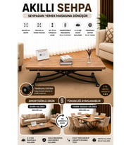 Juppo Üst Tabla Mdf Efesçam Oval Köşe Alt Siyah Sehpa