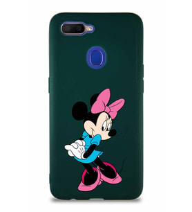 Oppo A5S Soft Premier Kapak Minnie Mouse-F Tasarımlı Silikon Kılıf - Yeşil (Şeffaf)