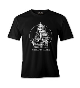 Sailing For Life Siyah Erkek Tshirt