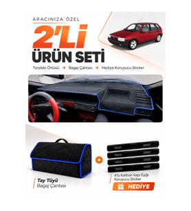 e-biz FIAT TİPO (1992-1997) ANALOG KONSOL Uyumlu Torpido + Tay Tüyü Çanta - Siyah-Mavi - FI020