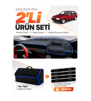 e-biz FIAT TİPO (1992-1997) ANALOG KONSOL Uyumlu Torpido + Tay Tüyü Çanta - Siyah-Mavi - FI020
