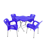 Mandella Katlanır Ayak 80x80 Demir Ayaklı Nil Koltuk Masa Takımı Mavi