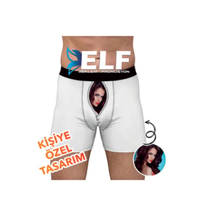 Kişiye Özer Fotoğraflı Fermuar Şeklinde Baskılı Boxer