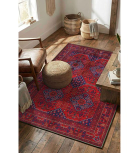 Bordo Dijital Baskılı Yıkanabilir Kaymaz Taban Halı