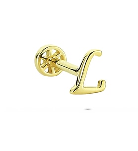 Glorria Altın L Harfi Tragus Piercing