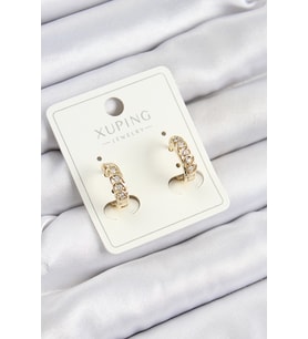 Xuping Zirkon Taşlı Ardışık Model Gold Renk Kadın Küpe (Altın)