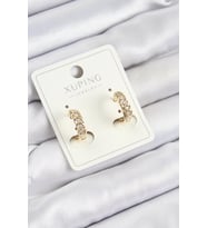 Xuping Zirkon Taşlı Ardışık Model Gold Renk Kadın Küpe (Altın)