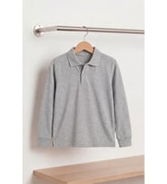Unisex Çocuk Uzun Kollu Polo Yaka Lakost Okul Tişörtü