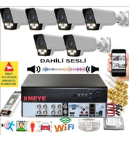 6 lı Sesli Araç İnsan Yüz Tanımalı Hareket Algılayan 5 MP Lens 9 Warm Led Gece Renkli Kamera Seti 5909WS