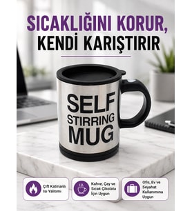 Pratik Ve Dayanıklı Termos Kupa Tek Tuşla Otomatik Karıştırma