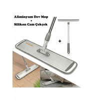 Dev Sihirli Mop, Silikon Cam Çekçek, Mikrofiber Üçgen Yüzey Temizliği