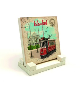 Nostaljik Tramvay Baskılı MDF Masaüstlük
