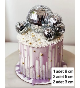 DİSKO TOPU PASTA SÜSÜ 8 CM/5 CM/3 CM SET