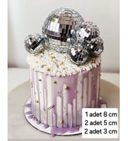 DİSKO TOPU PASTA SÜSÜ 8 CM/5 CM/3 CM SET