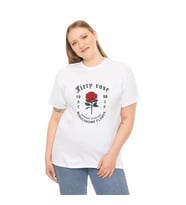 Unisex Bisiklet Yaka Baskılı T-Shirt - Beyaz