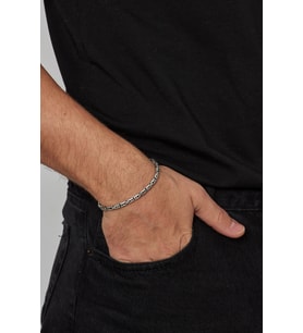 4mm Kral Yuvarlak 925 Ayar Gümüş Erkek Zincir Bileklik Veb-5006