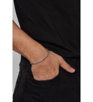 4mm Kral Yuvarlak 925 Ayar Gümüş Erkek Zincir Bileklik Veb-5006