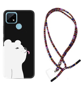 Realme C11 C21 C21Y C25Y C11 2021 Kılıf Boyun Asklı Rasta Silikon Panda Sevimli 1738