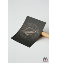 Altın Gezegen Mistik Poster, Çerçevesiz Yüksek Kalite Duvar Afişi - Modern Ev