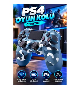 PS4 Uyumlu Kablosuz Oyun Kolu Kamuflaj Desenli Joystick
