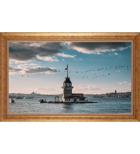 EV İŞYERİ OFİS İÇİN ALTIN ÇERÇEVELİ PASPARTULU TABLO S648