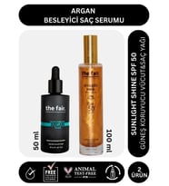the fair. Argan Besleyici Saç Serumu 50 ml ve  Sunlight Shine SPF 50 Güneş Koruyucu Saç Yağı 100 ml 