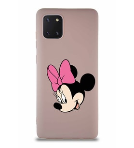 Samsung Galaxy Note 10 Lite Soft Premier Kapak Minnie Mouse-B Tasarımlı Silikon Kılıf - Pudra (Şeffaf)