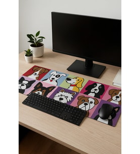 SonicTouch Mutlu Patişler Renkli Pürüzsüz Sıvı Geçirmez Yüzey XXL Gamer Ofis Klavye Mousepad 40x90cm