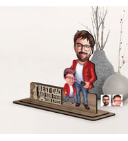 BK Gift Kişiye Özel 3D Kabartma İsimli Baba-Oğul Karikatürlü Ahşap Biblo-4, Babaya Hediye, Babalar Günü Hediyeleri