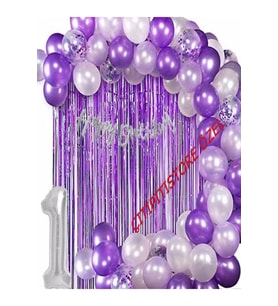 1 Yaş Mor Renkli Doğum Günü Balon Seti