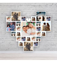 Kişiye Özel Mini 25 Fotograflı Kolaj tablo (UV BASKILI ASLA SOLMA KALKMA YAPMAZ) (Beyaz)