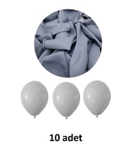 Gri Balon 12" - 30 cm Lateks Gri Renk Balon 10'lu Paket