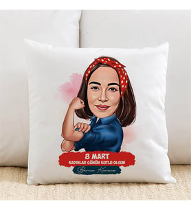 Kişiye Özel Kadınların Gücü Karikatürlü Yastık