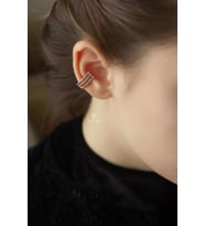 Üç Sıra Beyaz Taşlı Dikdörtgen Model Gümüş Kıkırdak Küpe-Rose