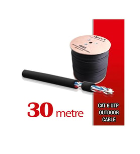 Qport Yüksek Bakır Utp 23Awg 0.58 MM Dış Ortam Cat6 Outdoor Kablo 30 Metre