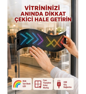 Usb Girişli Rgb Led Tabela Ayarlanabilir Parlaklık Ve Kayan Yazı Özellikli